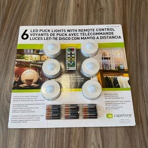 Capstone White LED Puck Lights with Remote Control - 6 Pack
